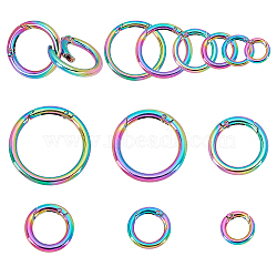 12Pcs 6 Style Rainbow Color Alloy Spring Gate Rings, for Handbag Ornaments Decoration, Cadmium Free & Lead Free, Round Ring, 19.6~47.6x3.8~4.8mm, Hole: 12~38mm, 2pcs/style(FIND-WR0004-15)