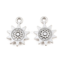 Tibetan Style Alloy Pendants, Sun Charms, Antique Silver, 17x12.5x2.5mm, Hole: 1.8mm(AL-CBA1187-10B-AS)