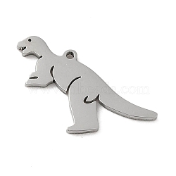 Non-Tarnish 5Pcs 201 Stainless Steel Pendants, Laser Cut, Dinosaur Charm, Stainless Steel Color, 11.5x14.5x1mm, Hole: 0.8mm(STAS-B064-21P)