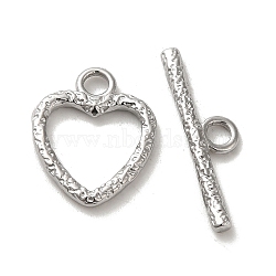 Non-Tarnish 304 Stainless Steel Toggle Clasps, Heart, Stainless Steel Color, 16.5x13.5x2mm, Hole: 2.8mm(STAS-C091-01P)