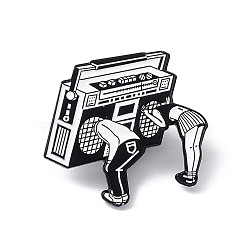 Punk Musical Instruments Enamel Pin, Electrophoresis Black Alloy Brooch for Backpack Clothes, Radio Pattern, 27.5x31x2mm, Pin: 1.2mm(JEWB-A005-05-02)