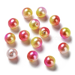 Rainbow ABS Plastic Imitation Pearl Beads, Gradient Mermaid Pearl Beads, Round, FireBrick, 4x3.5mm, Hole: 1.2mm, about 18000pcs/500g(OACR-Q174-4mm-17)