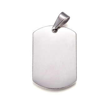 304 Stainless Steel Pendants, Stamping Blank Tag, Rectangle, Stainless Steel Color, 35x23x1.5mm, Hole: 10x4.5mm