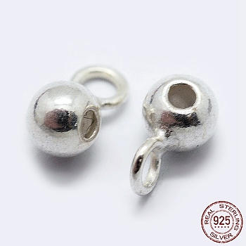 925 Sterling Silver Tube Bails, Loop Bails, Stopper Beads, Silver, 5.5x2.5x3mm, Hole: 0.8mm