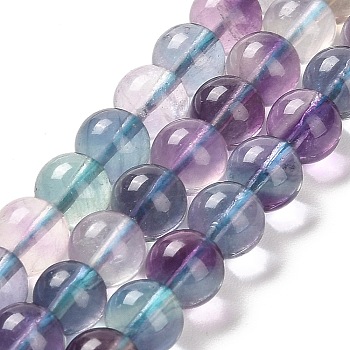 Natural Fluorite Beads Strands, Grade 5A, Round, 7.8~8.8mm, Hole: 1mm, about 47~49pcs/strand, 15.08''~15.24''(38.3~38.7cm)