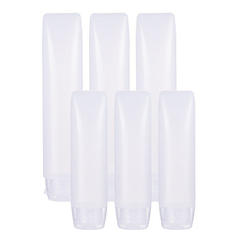 Transparent PE Plastic Flip Top Cap Bottles, with PP Plastic Screw Lids, for Lotion, Shampoo, Cream, White, 13.2x2.8cm, Capacity: about 30~50ml
