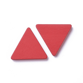 Wood Cabochons, Dyed, Triangle, Red, 35x40x5mm