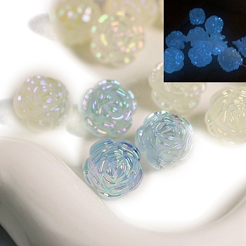 Luminous Plating Acrylic Beads, Iridescent, Glow in the Dark, Rose, Colorful, 16.4mm, Hole: 2mm, about 20pcs/bag