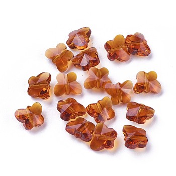 Transparent Glass Beads, Faceted, Butterfly, Chocolate, 6.5x8x5.5mm, Hole: 1mm
