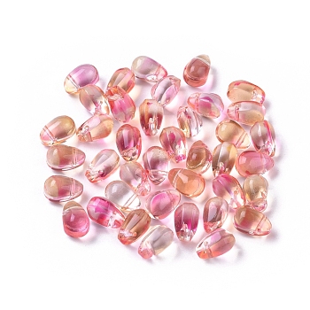 Transparent Glass Charms, Teardrop, Gold, 9x6x6mm, Hole: 0.8mm