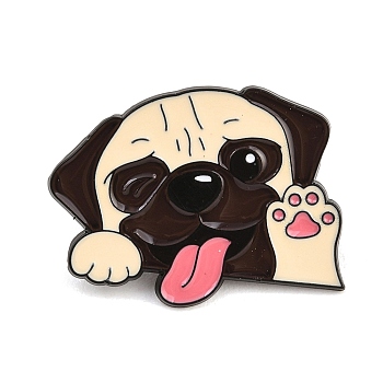 Pug Enamel Pins, Black Alloy Lapel Pin Backs for Backpack Clothes, White, 23.5x30.5mm