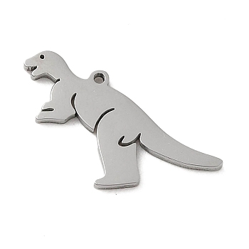5Pcs 201 Stainless Steel Pendants, Laser Cut, Dinosaur Charm, Stainless Steel Color, 11.5x14.5x1mm, Hole: 0.8mm