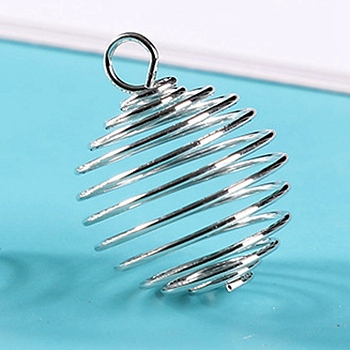 Iron Bead Cage Pendants, for Chime Ball Pendant Necklaces Making, Hollow, Round Charm, Platinum, 30x25mm