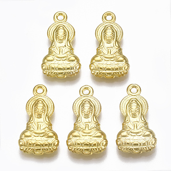 CCB Plastic Guan Yin Pendants, Goddess of Mercy, Golden, 26.5x14x4.5mm, Hole: 2.5mm, about 685pcs/500g