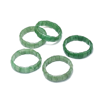 Natural Green Aventurine Rectangle Beaded Stretch Bracelet, Gemstone Jewelry for Women , Inner Diameter: 2-1/8~2-1/4 inch(5.5~5.7cm)