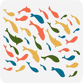 Large Plastic Reusable Drawing Painting Stencils Templates, for Painting on Scrapbook Fabric Tiles Floor Furniture Wood, Rectangle, Fish Pattern, 297x210mm