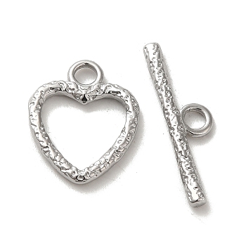304 Stainless Steel Toggle Clasps, Heart, Stainless Steel Color, 16.5x13.5x2mm, Hole: 2.8mm