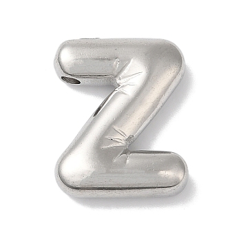 Non-Tarnish 304 Stainless Steel Pendants, Letter Charm, Letter Z, 19.5x16x5mm, Hole: 2mm