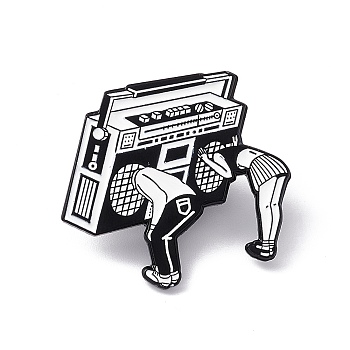 Punk Musical Instruments Enamel Pin, Electrophoresis Black Alloy Brooch for Backpack Clothes, Radio Pattern, 27.5x31x2mm, Pin: 1.2mm