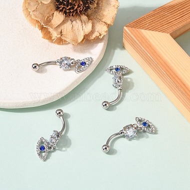 Evil Eye Drop Belly Button Rings for Women(AJEW-C010-01P)-4