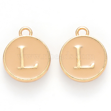 Golden Wheat Flat Round Alloy+Enamel Charms