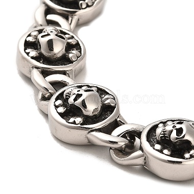304 pulseras de cadena de eslabones de calavera de acero inoxidable(BJEW-E094-08AS)-2