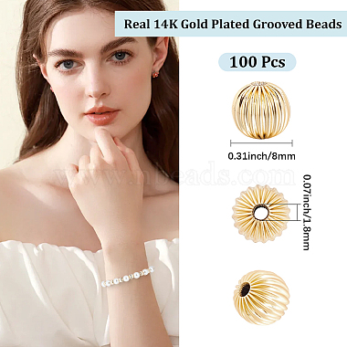 100Pcs  Brass Grooved Beads(KK-BBC0028-39)-2