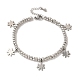 304 Stainless Steel Snowflake Charm Bracelet with 201 Stainless Steel Round Beads for Women(BJEW-B057-19P)-1