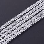 Transparent Glass Beads Strands, Faceted, Round, White, 3mm, Hole: 0.8mm, about 126pcs/strand, 35cm(X-GLAA-C019-01B-06)
