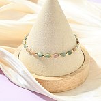 Teardrop Natural Alashan Agate & Brass Beaded Bracelets for Women, with 304 Stainless Steel Lobster Claw Clasps, 7.48 inch(19cm)(BJEW-JB13960-02)