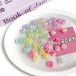 Opaque Acrylic European Beads, Large Hole Beads, Imitation Jelly, Faceted, Cube, Mixed Color, 12.7x12.7x12.7mm, Hole: 5mm(X-OACR-F010-28)