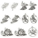 48Pcs 6 Styles Tibetan Style Alloy Pendants, Antique Silver, Halloween, Mixed Shapes, 16~25x17~28x2.5~4.5mm, Hole: 1.2~2mm, 8pcs/style(FIND-SC0019-41)