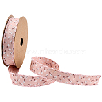 1 Roll Flower Printed Polyester Ribbons, Wavy Edge Ribbon, Garment Accessories, Gift Packaging, Light Salmon, 1 inch(25mm), 8yards/roll(SRIB-CY0001-11)