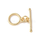 Eco-friendly Brass Toggle Clasps, Cadmium Free & Lead Free, Long-Lasting Plated, Ring, with Jump Rings, Real 24K Gold Plated, Ring: 10x7.5x1mm, Bar: 3.5x15x1.5mm, Hole: 1.2mm(KK-D082-05G-A)