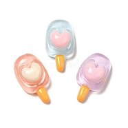 Translucent Resin Imitation Food Decoden Cabochons, Ice Cream with Heart, Mixed Color, 25x14x8mm(RESI-B015-22)