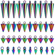 40Pcs 4 Style 304 Stainless Steel Pendants, Spike/Cone Charm, Rainbow Color, 6.5~18x3~7mm, Hole: 1.8~2mm, 10pcs/style(STAS-SZ0002-98)