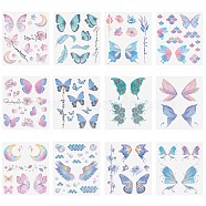 Gorgecraft 12 Sheets 12 Style Butterfly Theme Cool Sexy Body Art Removable Temporary Tattoos Paper Stickers, Mixed Patterns, 12x10.5x0.03cm, 1 sheet/style(MRMJ-GF0001-37)