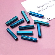 Electroplate Glass Beads, Faceted, Rectangle, Cadet Blue, 19.5~20x4x4mm, Hole: 1mm(GLAA-D024-01L)