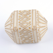 Plating Acrylic Beads, Golden Metal Enlaced, Beige, 26.5x16x16mm, Hole: 3mm, about 102pcs/500g(PACR-Q102-156A)