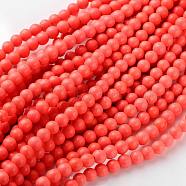 Synthetic Coral Beads Strands, Dyed, Round, Pink, about 6mm in diameter, hole: about 0.8mm, 15~16 inch(GSR6mmC052)