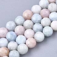 Natural Morganite Beads Strands, Faceted, Round, 5.5~6x6mm, Hole: 1mm, about 32pcs/strand, 7.48 inch(X-G-S345-6mm-012)