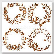 PET Hollow Out Drawing Painting Stencils, for DIY Scrapbook, Photo Album, Plants Pattern, 300x300mm(DIY-WH0405-0014)