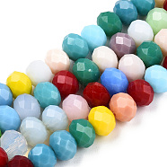 Glass Beads Strands, Faceted, Rondelle, Mixed Color, 7~8x5.5~6mm, Hole: 1mm, about 70~72pcs/strand, 16.1 inch(X-EGLA-T013-03E)
