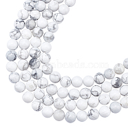 Natural Howlite Beads Strands, Round, White, 8mm, Hole: 1mm, about 24pcs/strand, 7.6 inch(19.3cm), 4strands/box(G-AR0002-16)