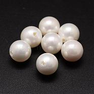 Shell Pearl Beads, Round, Grade A, Half Drilled, White, 16mm, Hole: 1mm(BSHE-L031-01-16mm)
