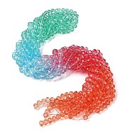 Transparent Painted Glass Beads Strands, Faceted, Rondelle, Colorful, 8x6.5mm, Hole: 1mm, about 63pcs/strand, 16.14''(41cm)(DGLA-A034-T8mm-A11)