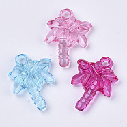Transparent Acrylic Pendants, Dyed, Coconut Tree, Mixed Color, 28.5x22x6mm, Hole: 2.5mm(X-TACR-T015-056)