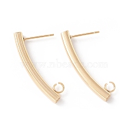 304 Stainless Steel Stud Earring Findings, with 316 Surgical Stainless Steel Pins and Vertical Loop, Rectangle, Real 24K Gold Plated, 30x3mm, Hole: 2.5mm, Pin: 0.7mm(STAS-P308-08G)