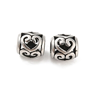 316 Surgical Stainless Steel  Beads, Heart, Antique Silver, 9x9.5mm, Hole: 4mm(STAS-Q304-35AS)