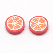 Handmade Polymer Clay Cabochons, Fruit, Coral, 9~10x2~3mm(X-CLAY-Q241-004H)